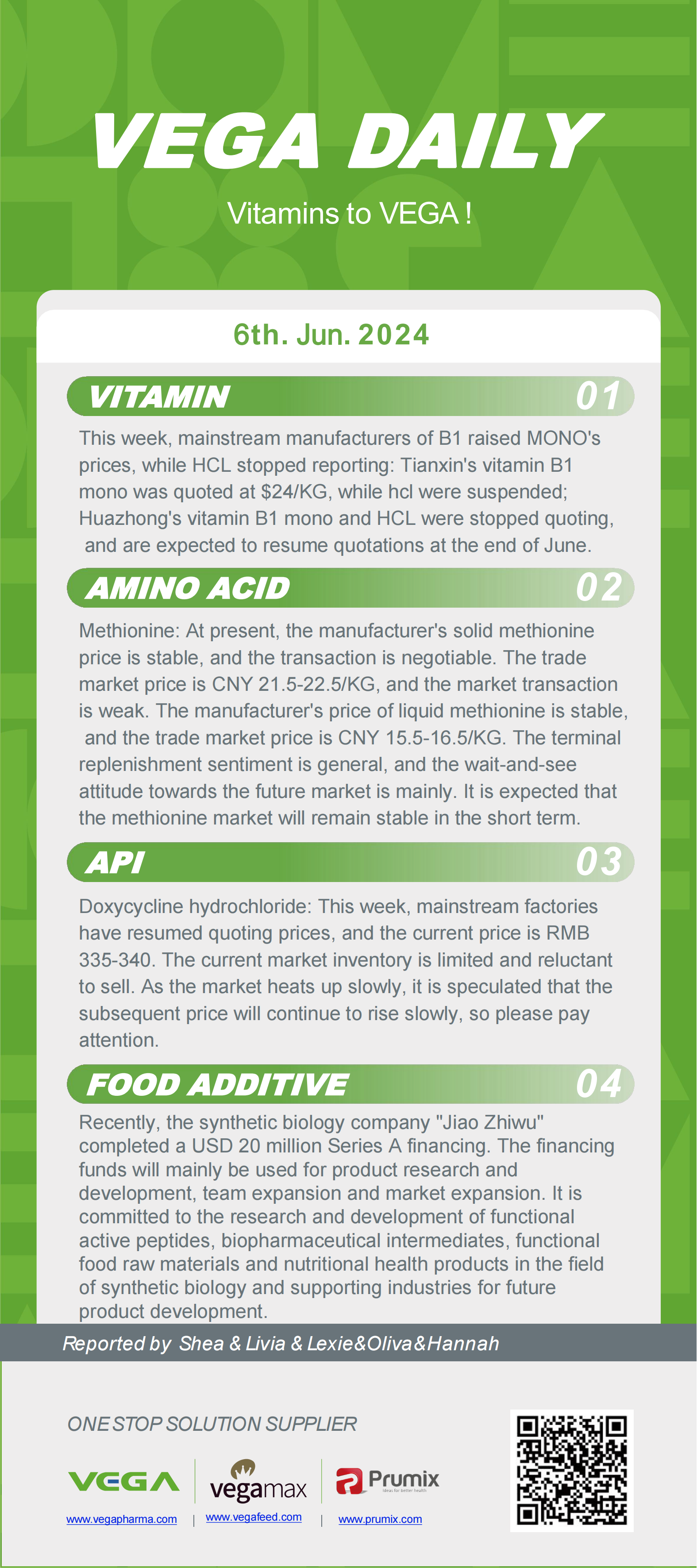 Vega Daily Dated on Jun 6th 2024 Vitamin Amino Acid APl Food Additives.png